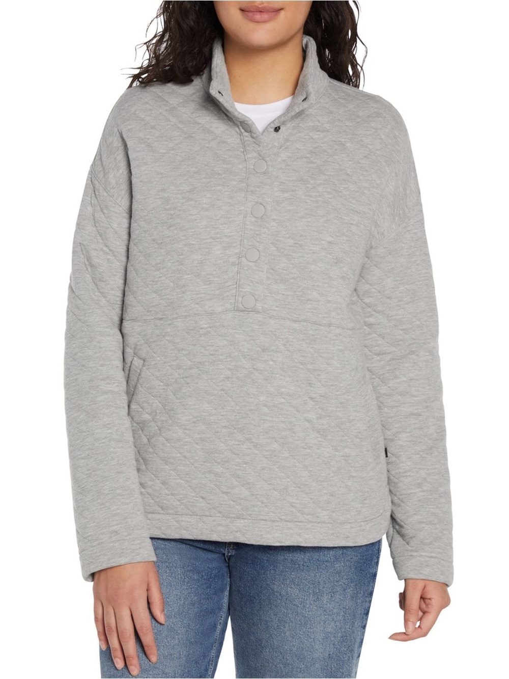 Eddie Bauer Quilted Pullover, Grey, XXL